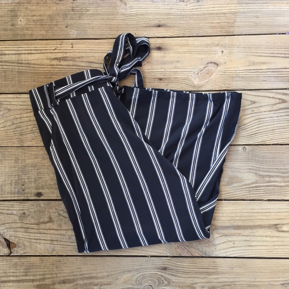 Cropped Pinstriped Pants